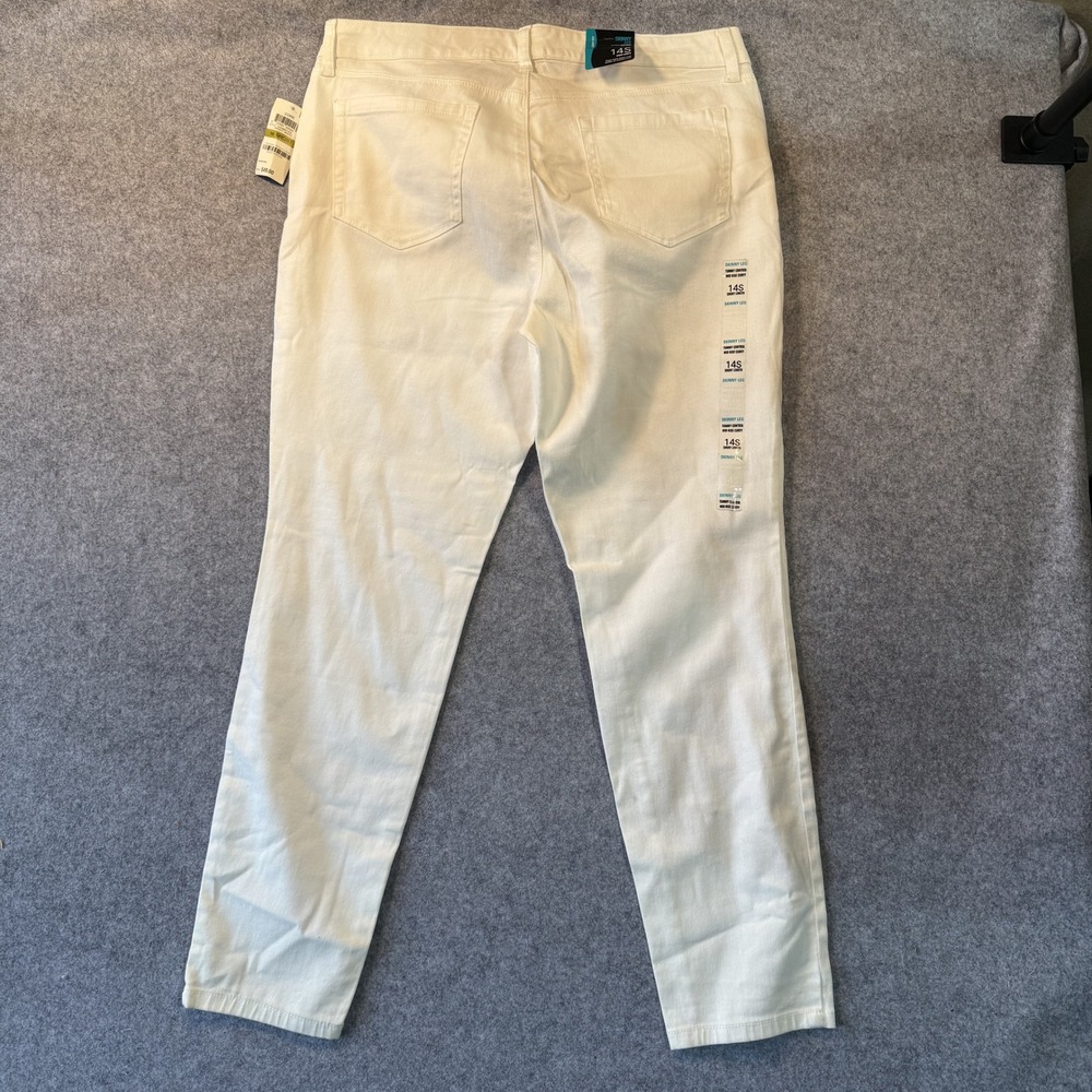 Style & Co Tummy Control Skinny Leg Jeans 14S White Curvy Fit Stretch Denim